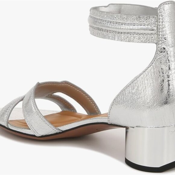 NEW Franco Sarto Women's Nora Ankle Strap Block Heel Sandal, Silver, 7W - Picture 4 of 9